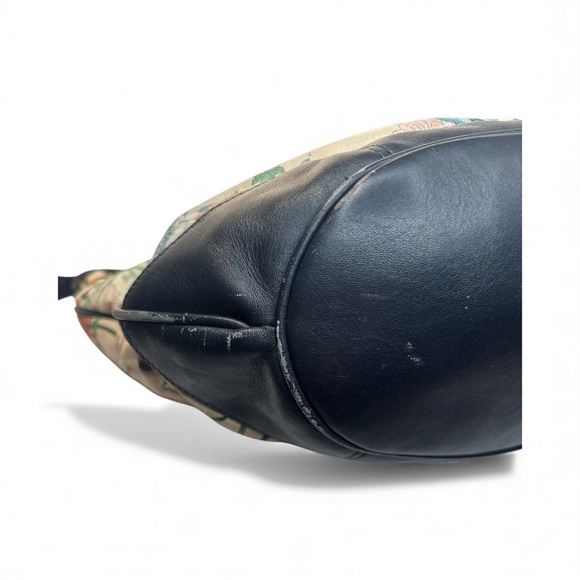 🌸 Gucci Large Flora Vintage Canvas Tote Bag Blue Leather Trim Floral Print - Picture 8 of 12